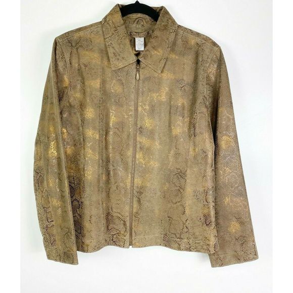 NWT Chico's Leather snake skin Full Zip Jacket